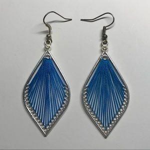 Blue woven thread teardrop earrings